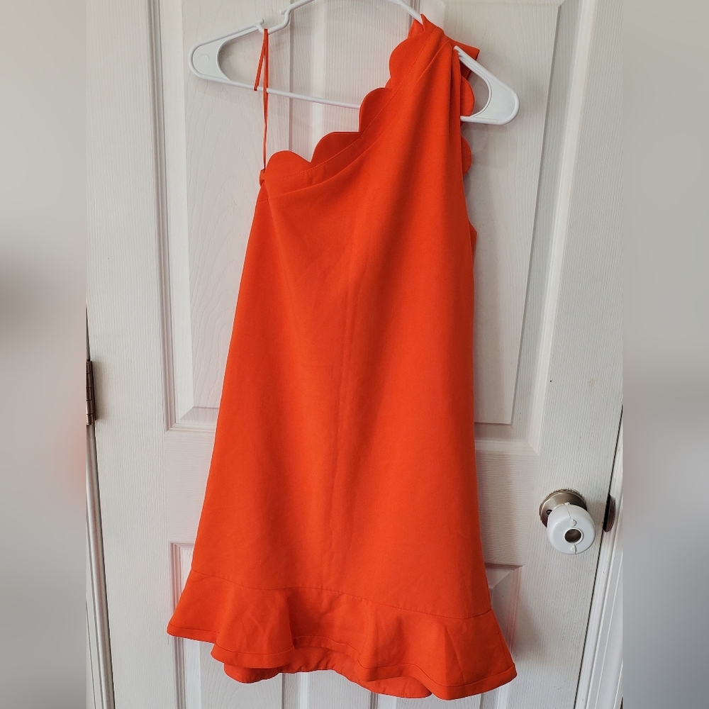 VICTORIA BECKHAM for Target Orange One Shoulder Scallop Dress Size XS NWT - Picture 8 of 12